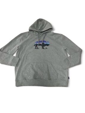 Patagonia Gray Pullover Hoodie with Mountain Graphic